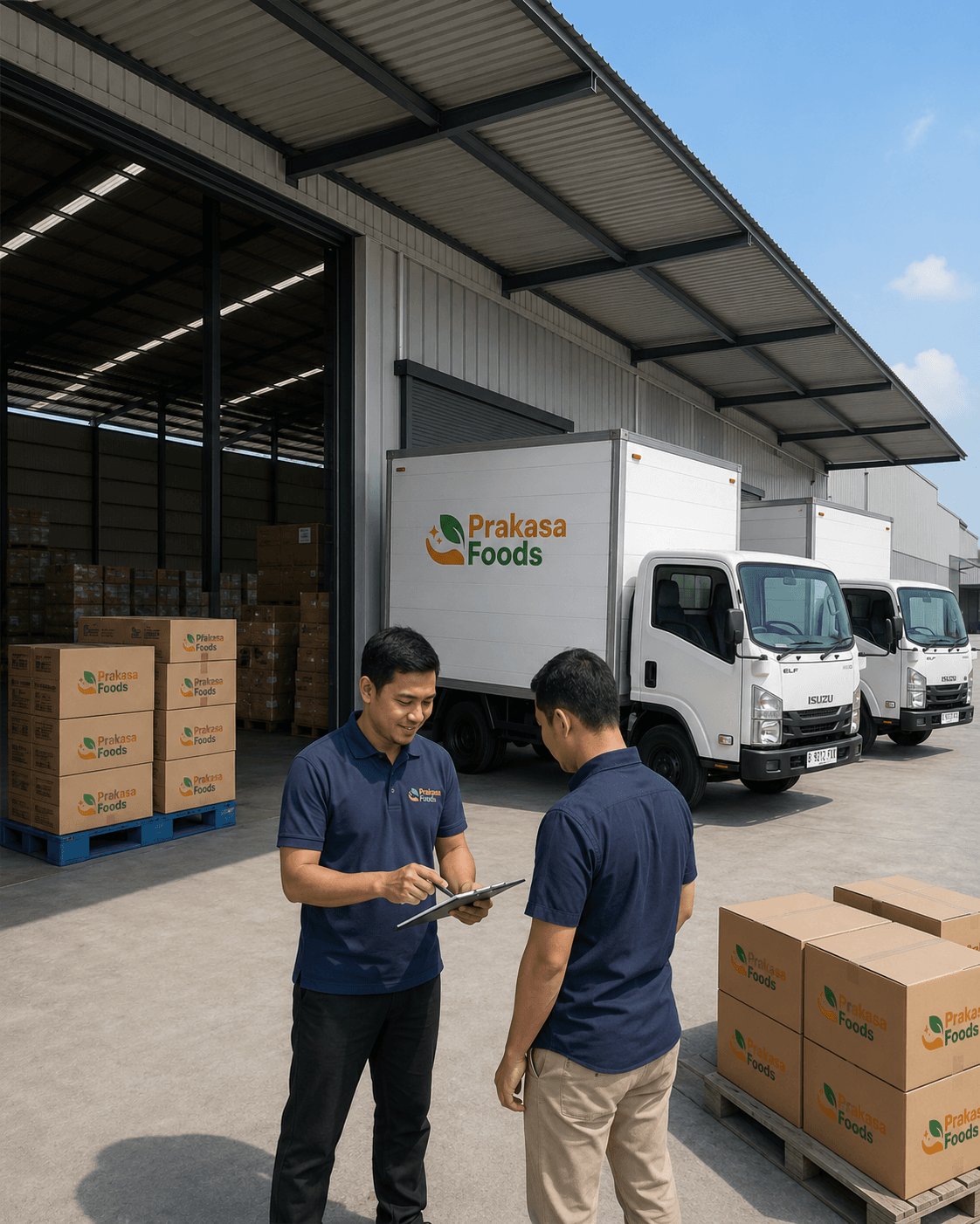 Tim Prakasa Foods mengkoordinasikan pengiriman general trade — pergerakan armada dan barang untuk jalur ritel tradisional